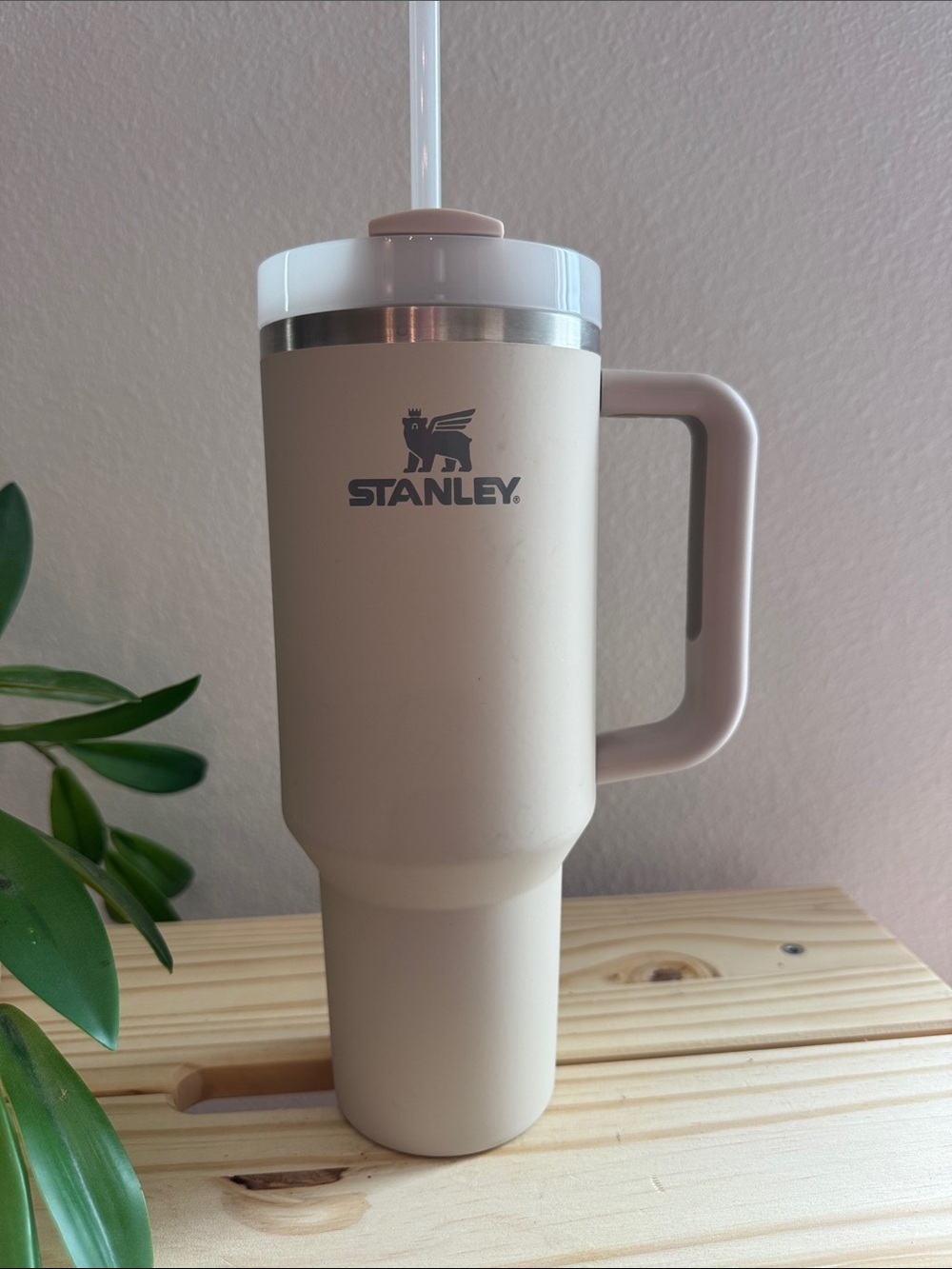Stanley Matte Taupe with Handle and Straw